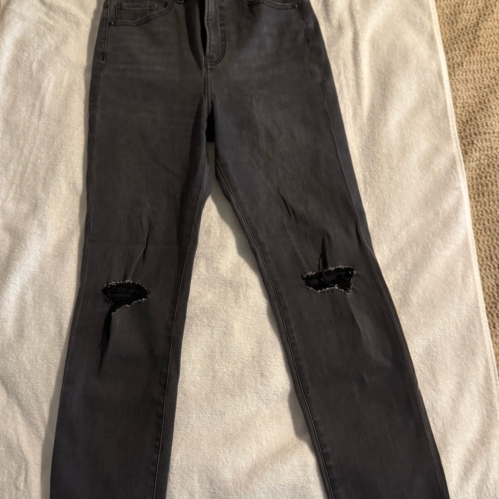 Express Black Distressed Skinny Jeans